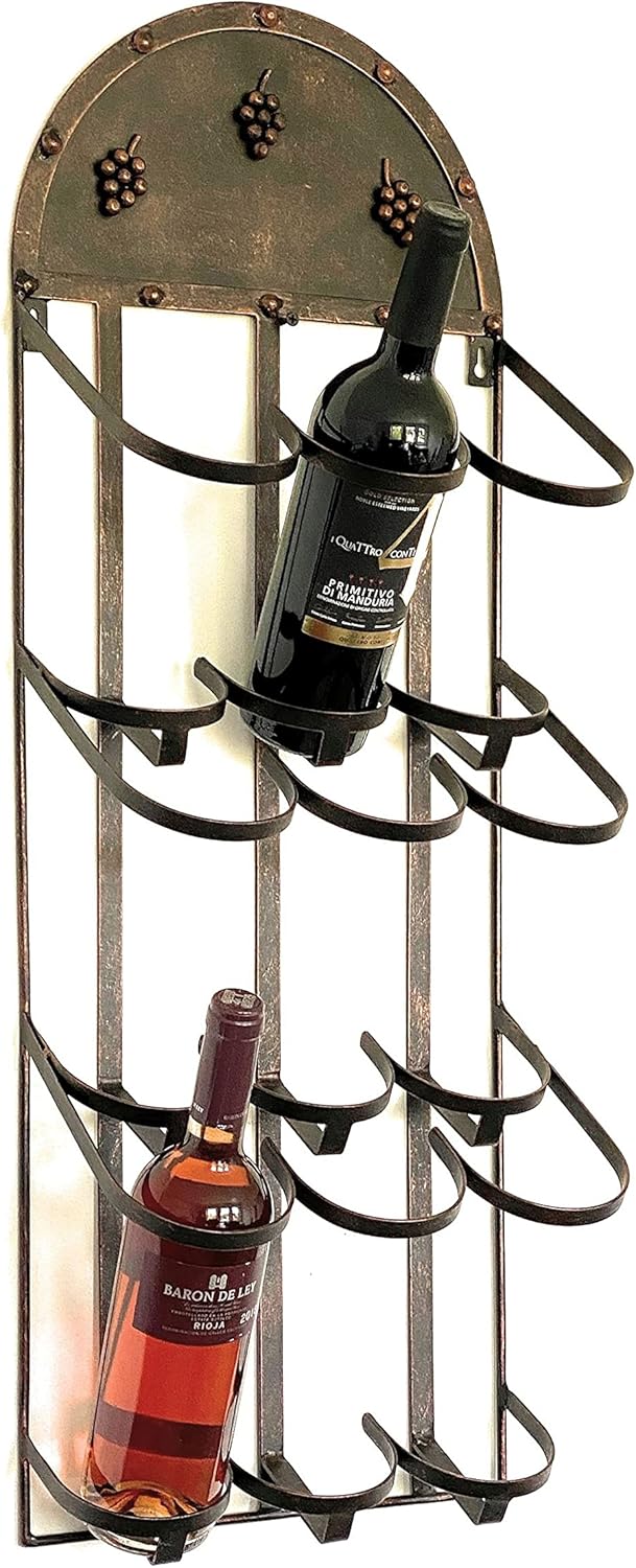 DanDiBo Weinregal Wand Metall Bronze 96192 Flaschenständer für 9 Flaschen Flaschenregal Flaschenhalt