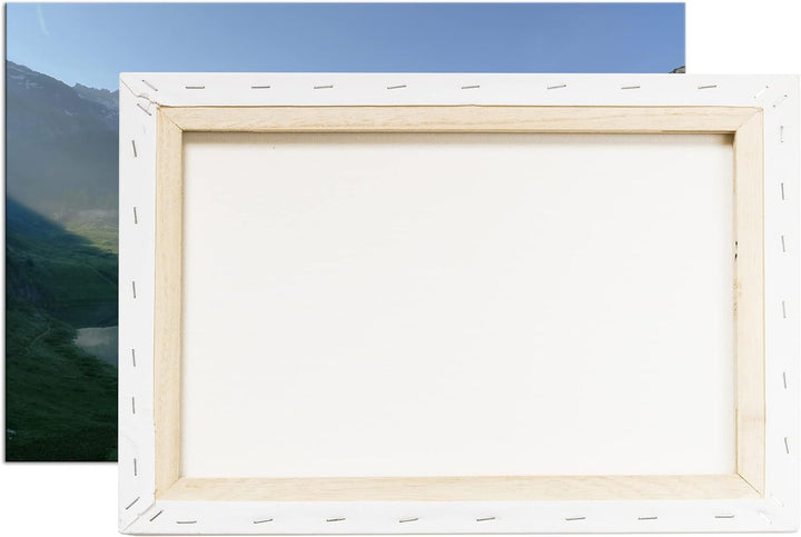 Funtensee im Nebel im Format: 80x60 als Leinwandbild, Motiv fertig gerahmt auf Echtholzrahmen, Hochw