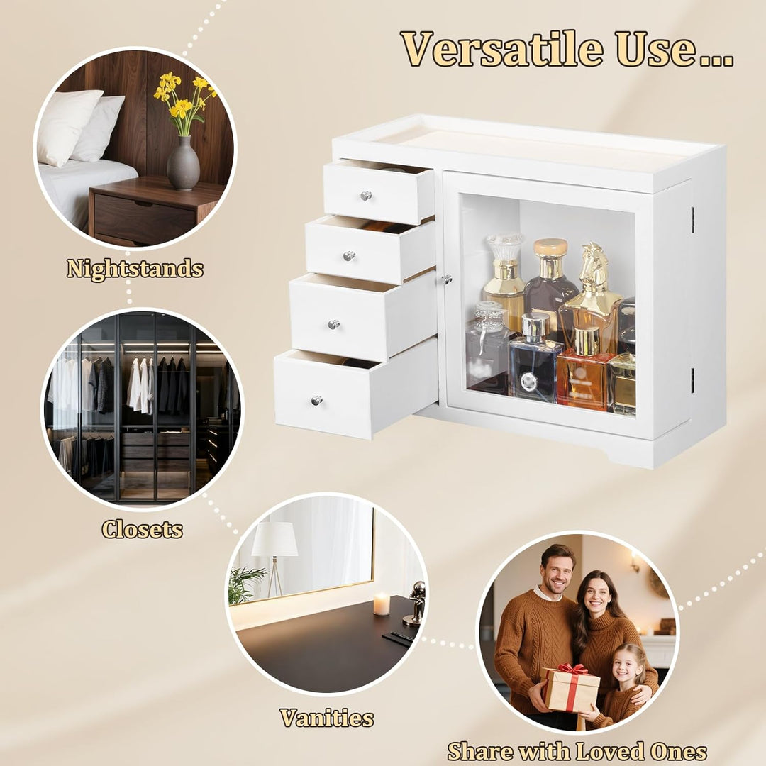 Parfüm Organizer, Holz Herren Parfüm Ständer mit Schublade, Parfüm Regal mit Transparent Sichtbarer