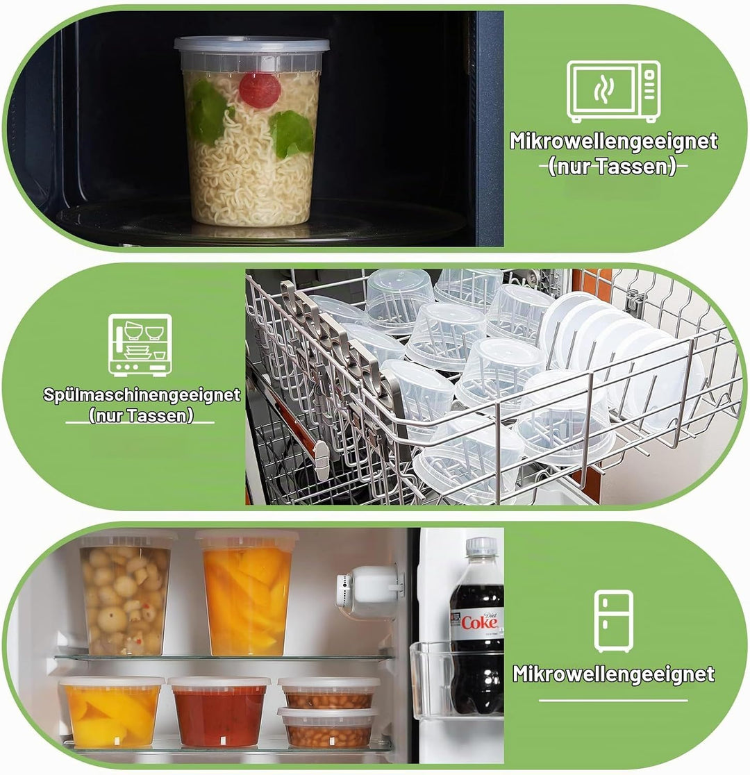24 Sets Deli Container, 12oz&amp;24oz, Kunststoffbehälter mit Deckel, Deli Cups &amp; Food Container - BPA-f