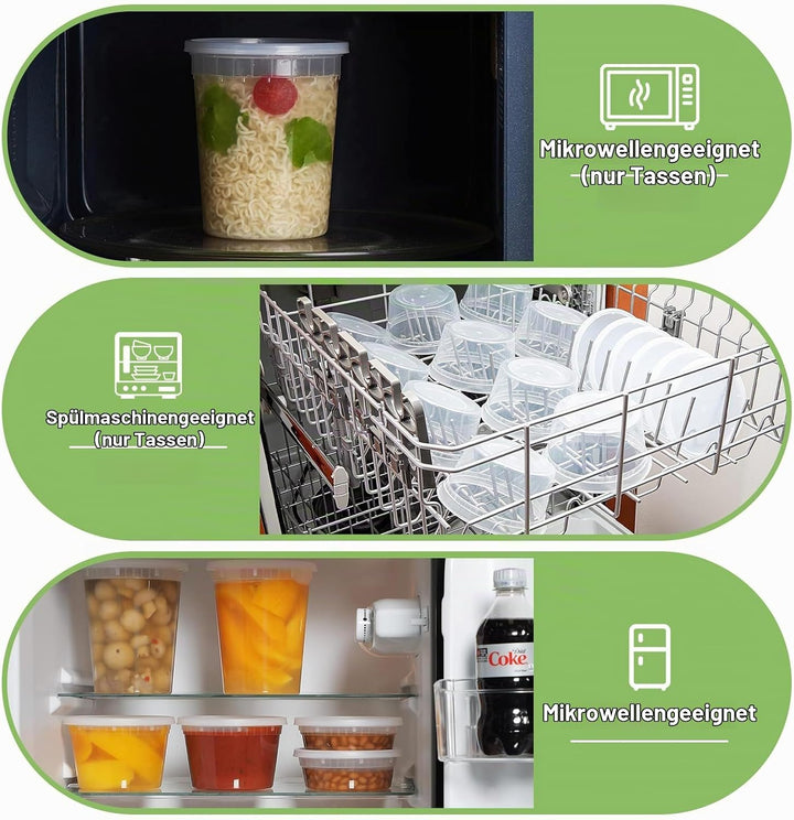 24 Sets Deli Container, 12oz&amp;24oz, Kunststoffbehälter mit Deckel, Deli Cups &amp; Food Container - BPA-f