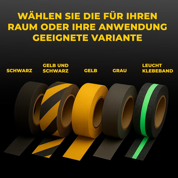 Antirutsch Klebeband [ 18M x 5cm ] Schwarz-Gelb | Griptape für den Innen- und Aussenbereich | Grip T