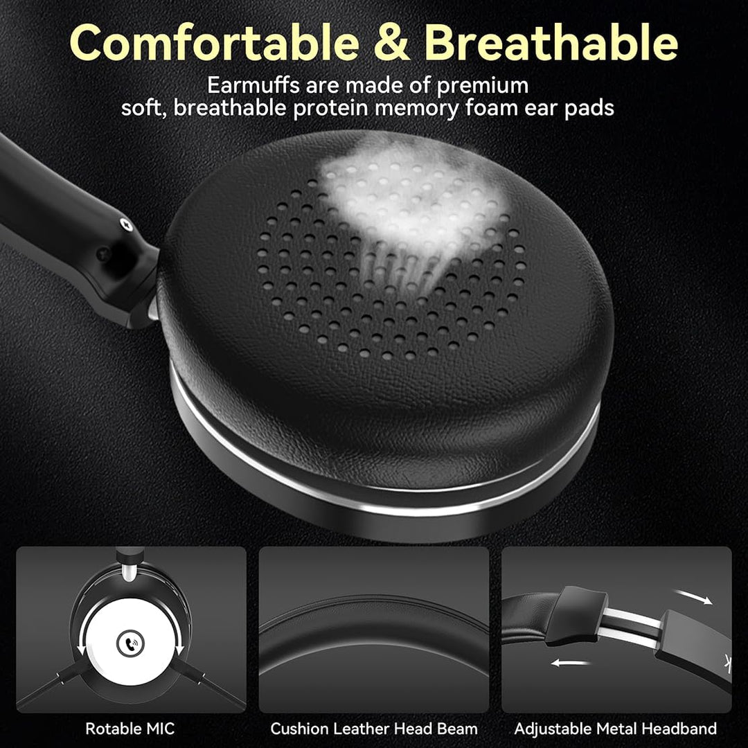 Wantek Wireless Bluetooth Headset mit Mikrofon inkl. Geräuschunterdrückung, kompatibel mit Windows,