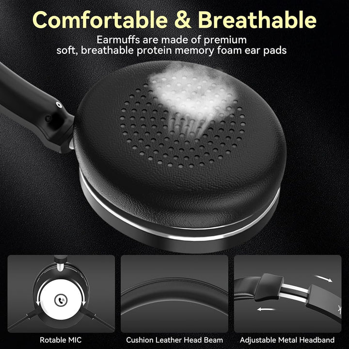 Wantek Wireless Bluetooth Headset mit Mikrofon inkl. Geräuschunterdrückung, kompatibel mit Windows,