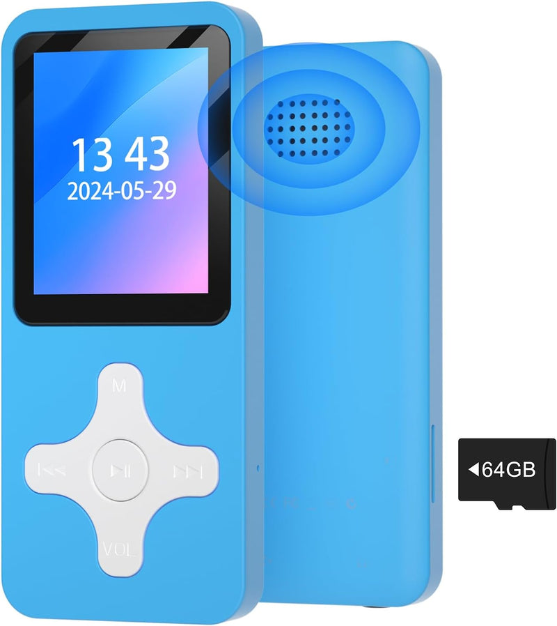 Gueray 64GB MP3-Player mit Bluetooth 5.0 Musik Player mit eingebautem Lautsprecher Digital Audio Pla