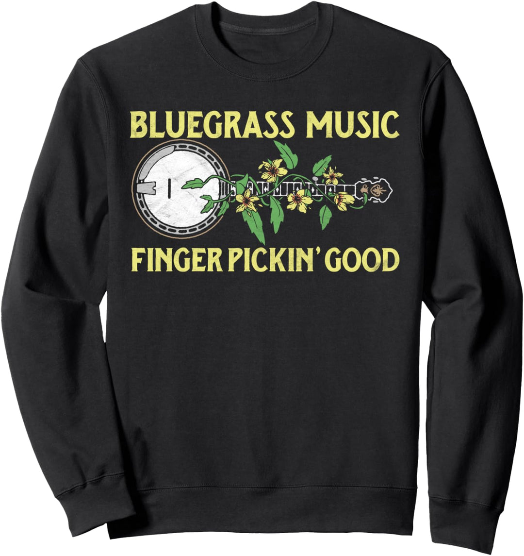 Bluegrass Finger Pickin' Good Banjo Vine & Vintage Graphic Sweatshirt