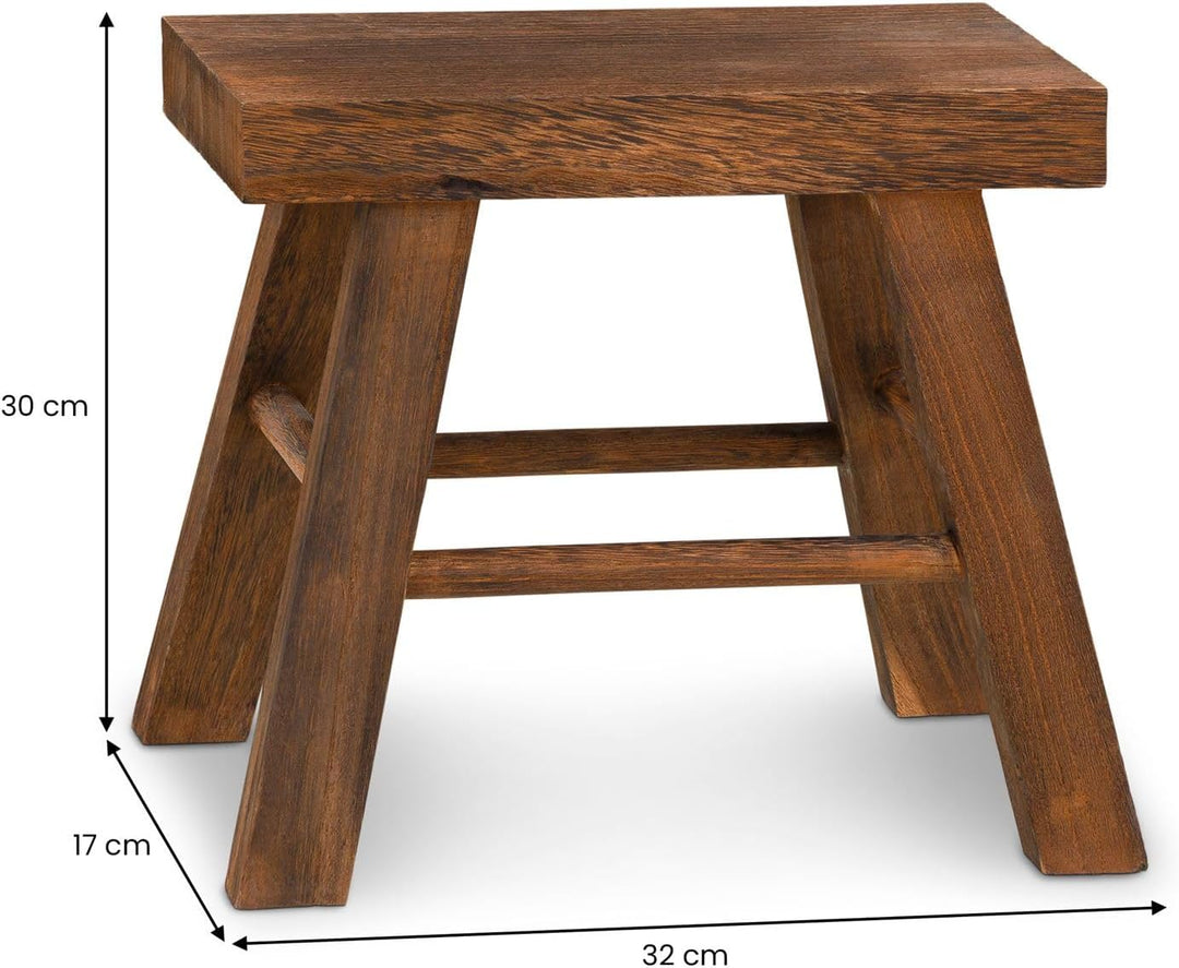 CARO-Möbel Sitzhocker ROSAL Dunkelbraun - Hocker aus Paulowina Holz mit rechteckiger Form, Tritthock