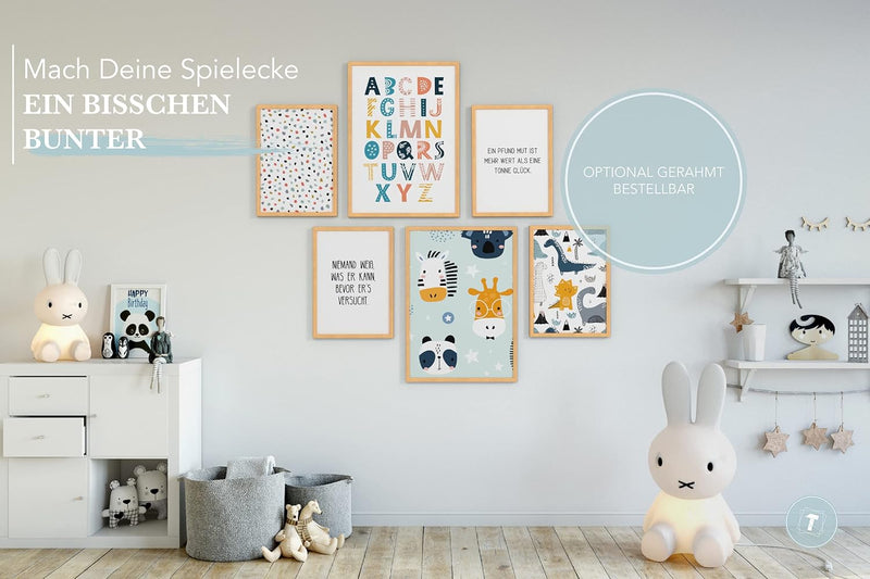 Papierschmiede® Bilder Kinderzimmer Kids Mood Poster Set ABC Dino Safari, Kinderzimmer Bilder Babyzi