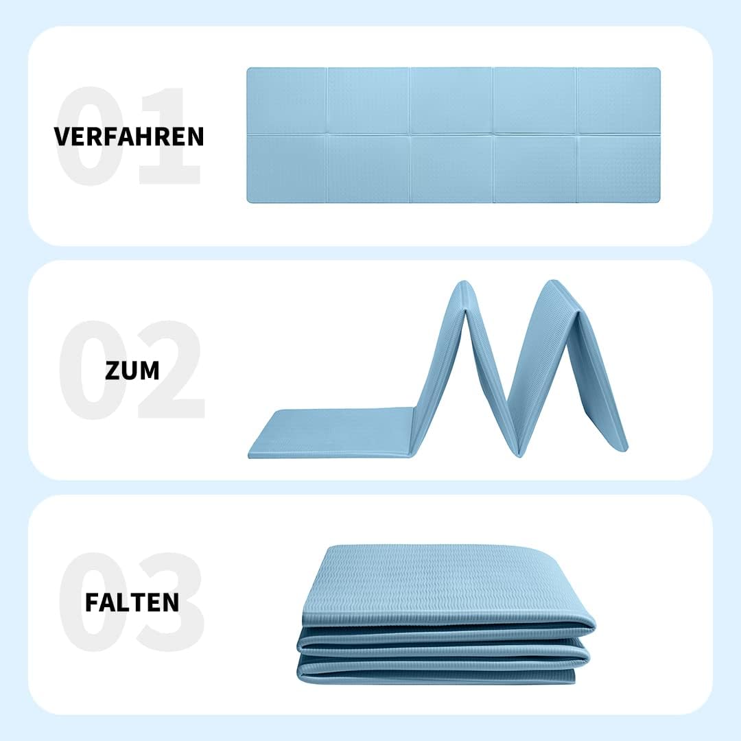 Good Nite Klappbare Yogamatte Rutschfest Tragbare Fitnessmatte Faltbar Leicht Gymnastikmatte Pilates