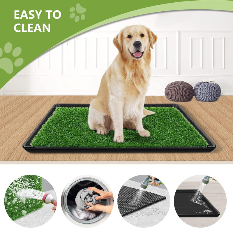 GoldOuya 60 x 90 cm Hundegras-Pad mit Tablett für Innen-und Aussenbereich,grosse Hunde-Töpfchentrain
