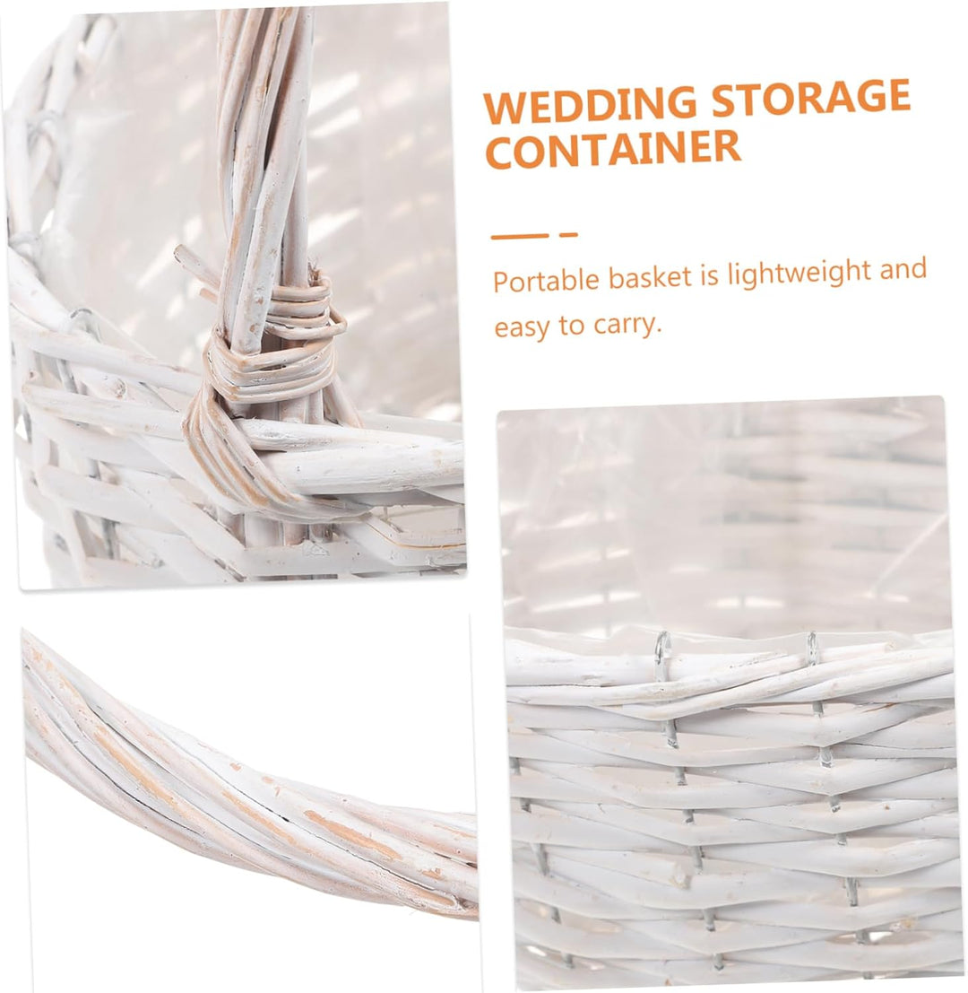 1 Stück Blumenkorb Handgewebte Körbe Für Hochzeiten Weidenkorb Baby-Seegras-Rattankorb Hochzeitskorb