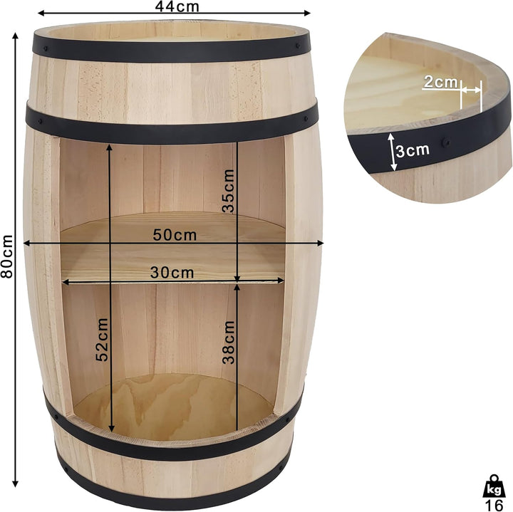 Kommode Vintage - Industriestil Fassbar 82cm- Whisky Bar 80cm - Holzfass - Sideboard Vintage- Wein T