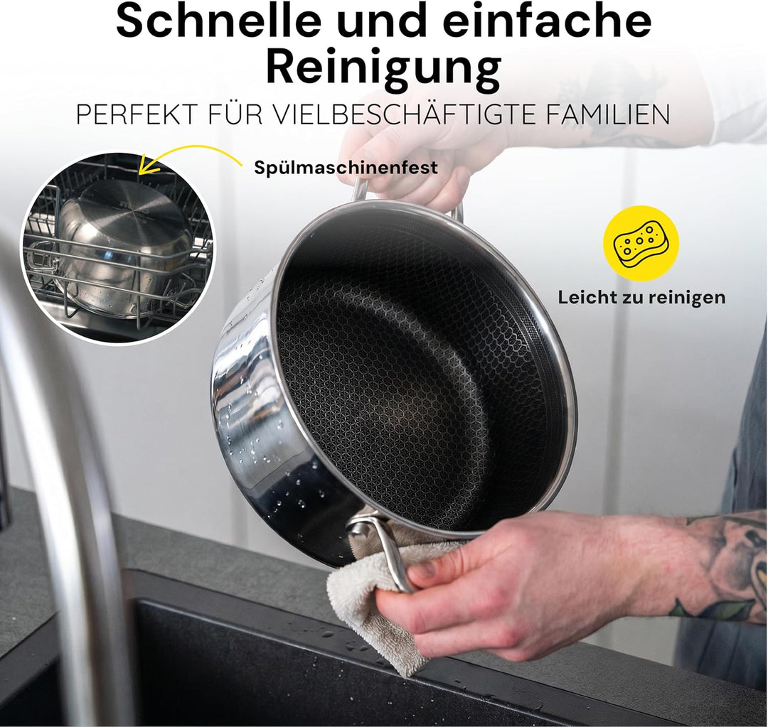 MISO Diamond Dust Keramisch Non-Stick Topf 24 cm (5 L) | Induktion – Perfekte Wärmeverteilung, 100%