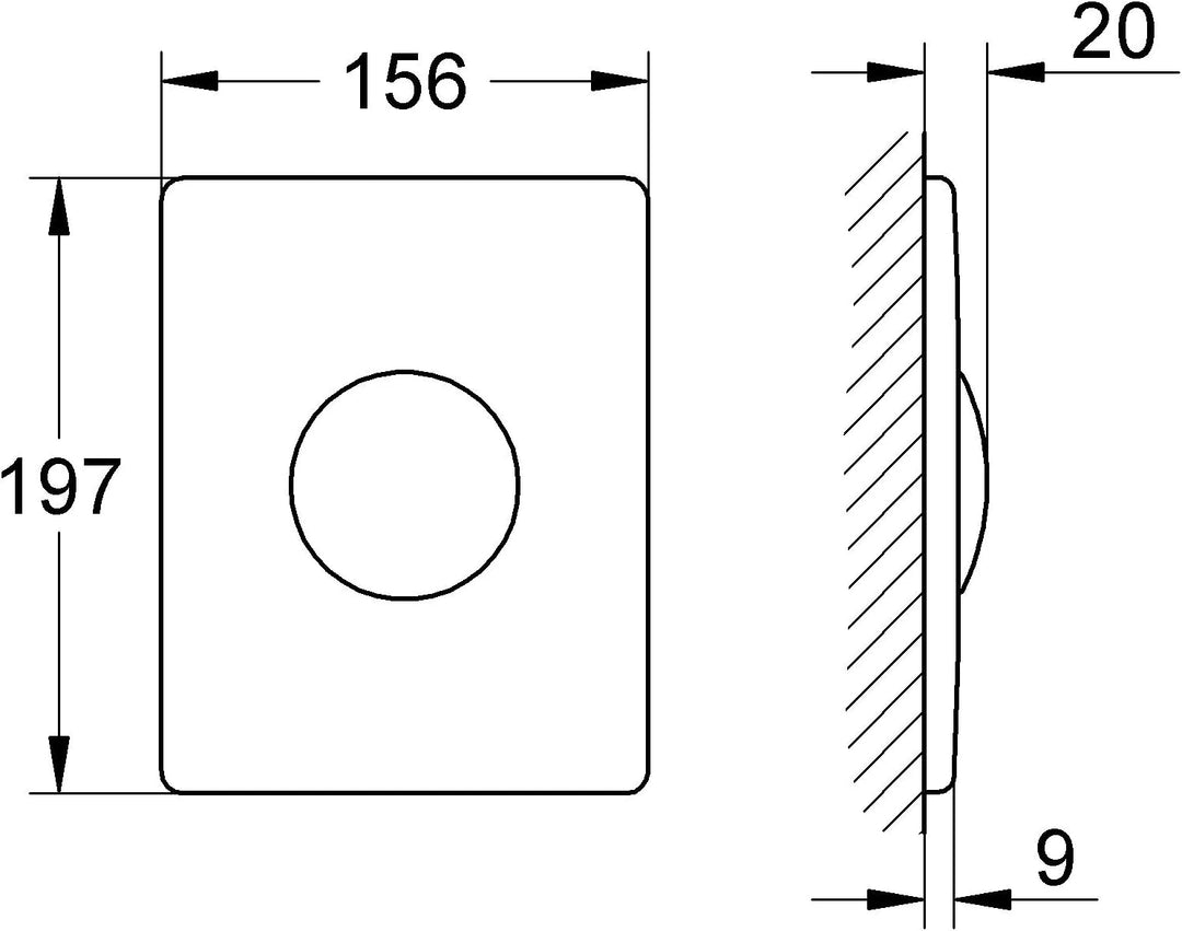 GROHE Skate - Edelstahl-Abdeckplatte (senkrechte Montage, 156 x 197 mm, Druckknopfbetätigung, verdec