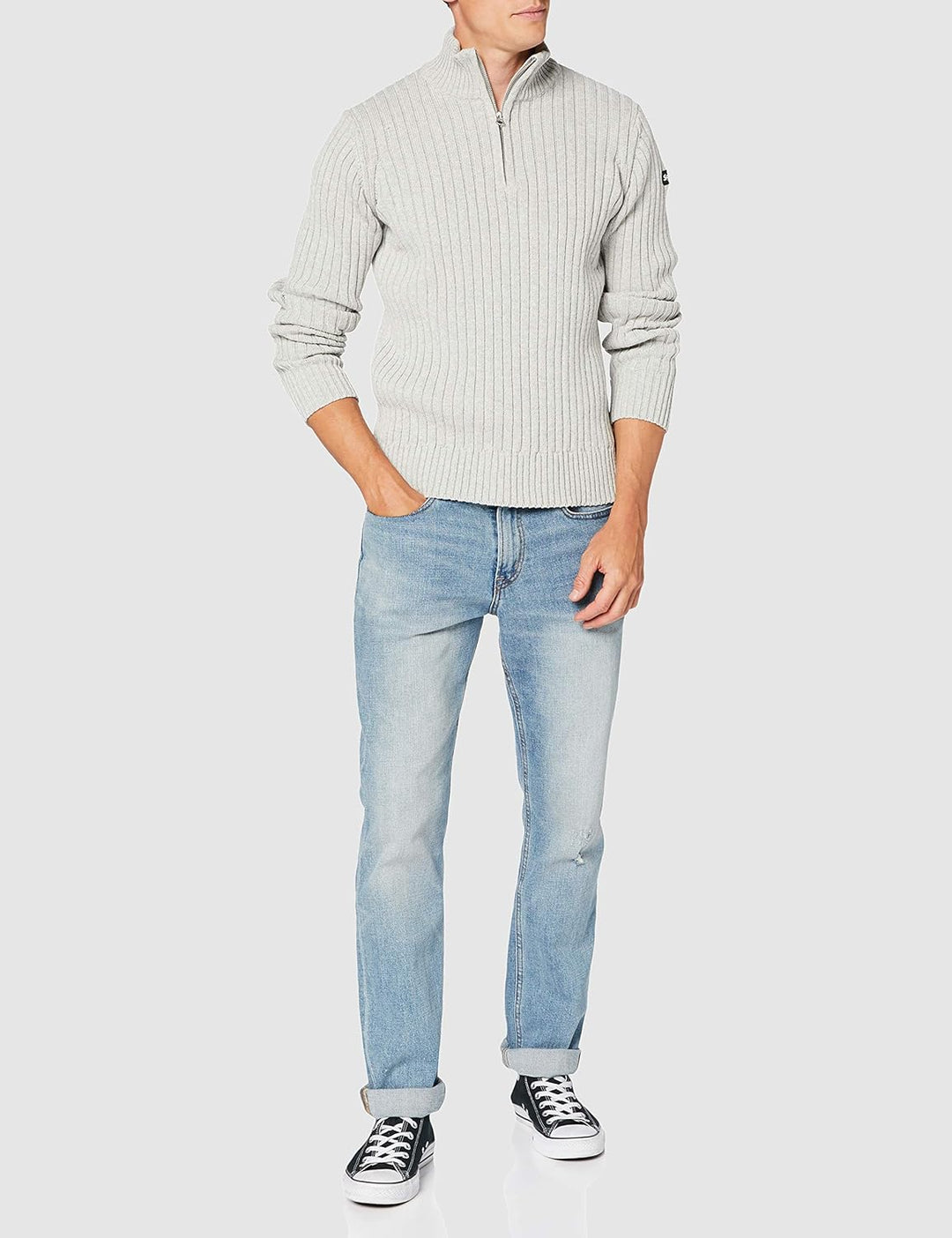 Schott NYC Herren Pullover S Hea L.grey, S Hea L.grey