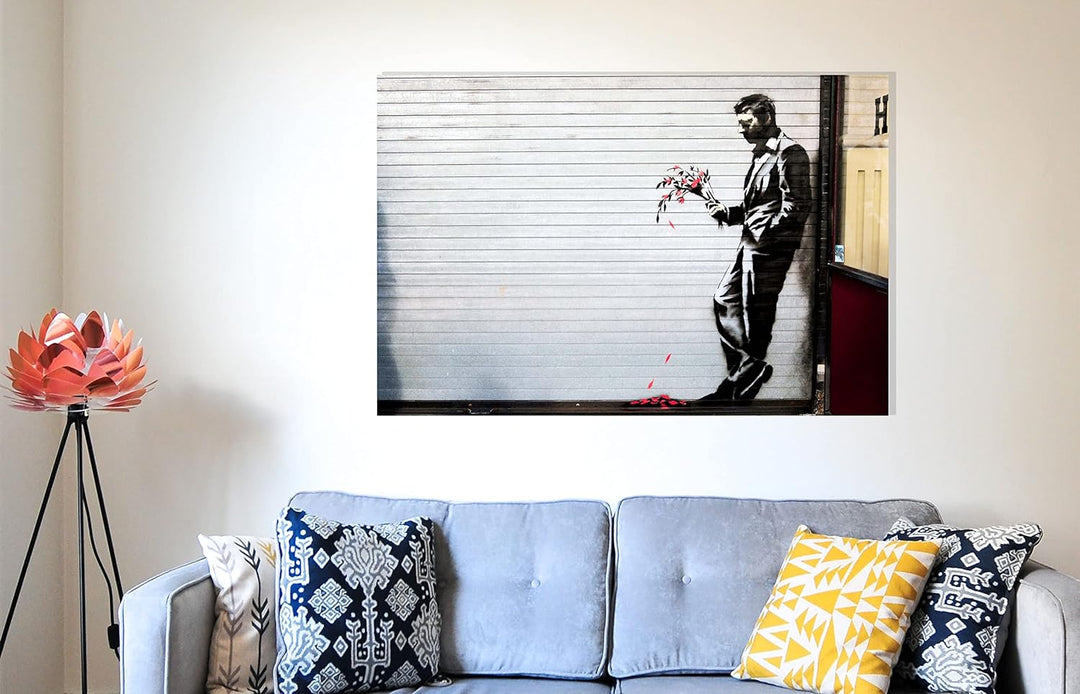Warting In Vain By Banksy auf gerahmter Leinwanddruck, Bilder, Home Office Schlafzimmer, Wandkunst,