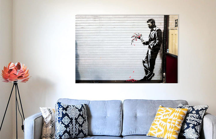 Warting In Vain By Banksy auf gerahmter Leinwanddruck, Bilder, Home Office Schlafzimmer, Wandkunst,