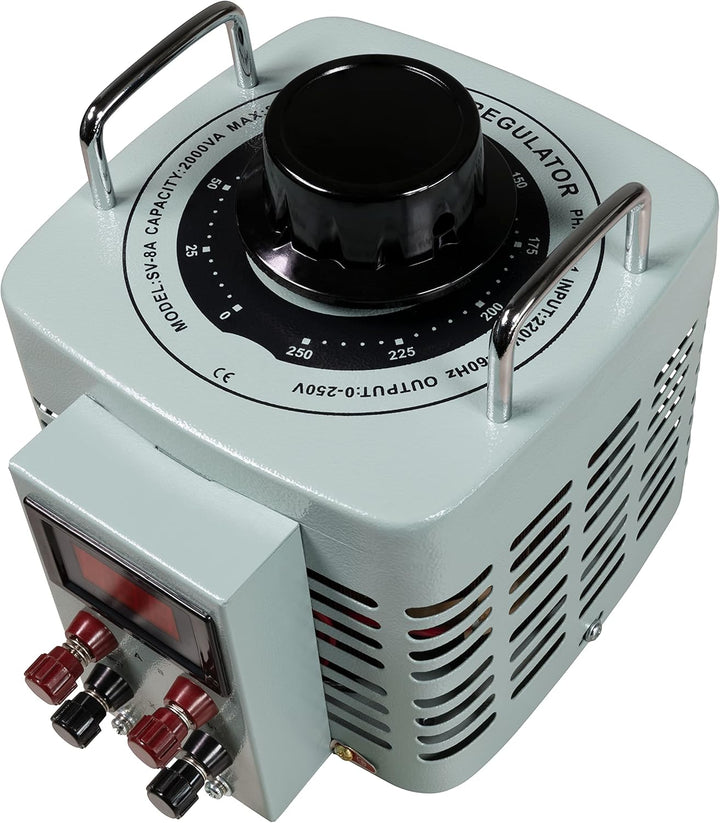 MC POWER - Spartrafo Stelltrafo | V-8000 LED Display | Ringkern-Stelltrafo regelbar 0-250V 8A, 2.000