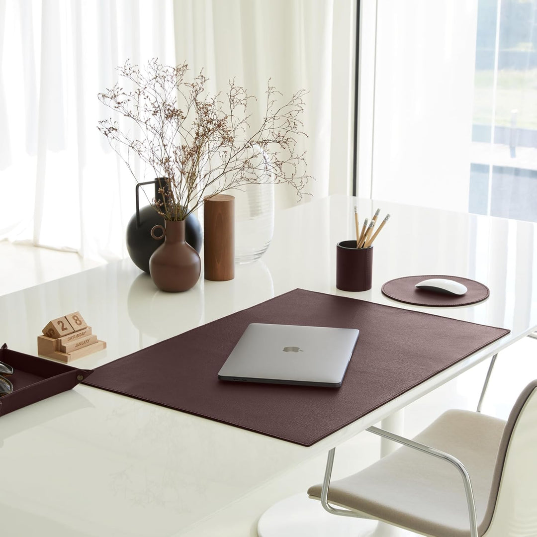 Eglooh - Iris - Taschenleerer aus echtem Leder Dunkel Braun - Schreibtisch-Organizer mit modernem De