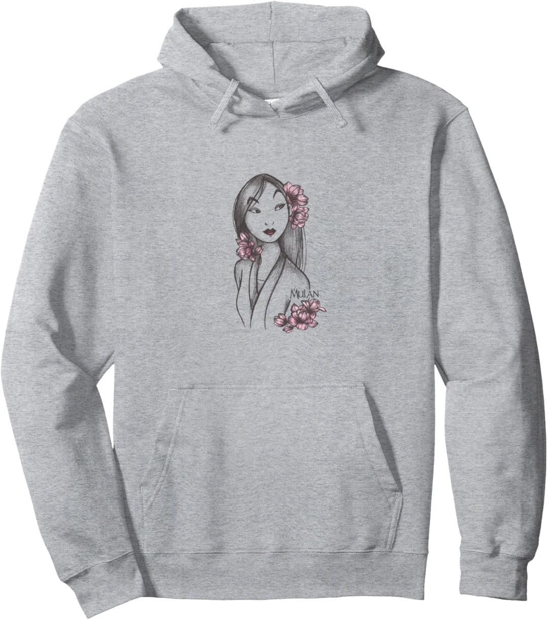 Disney Mulan Floral Sketch Portrait Pullover Hoodie