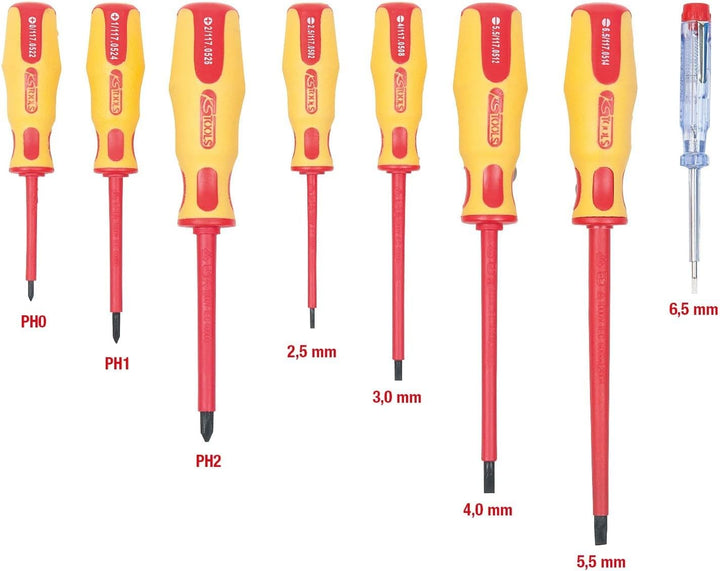 KS Tools 117.0550 ERGOTORQUE VDE Schraubendreher-Satz, PH+Schlitz, 8-tlg.