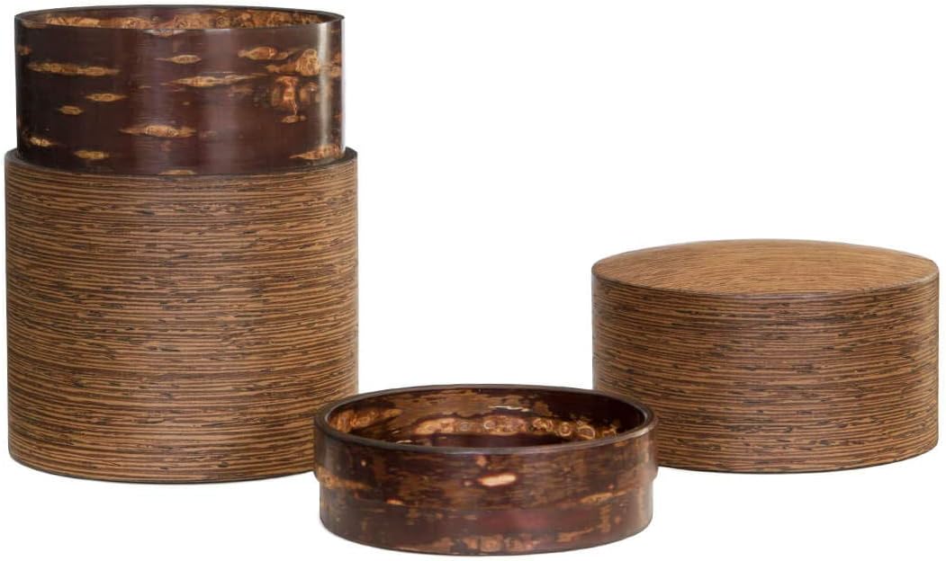 Denshiro - japanische Teedose rund 150g losen Tee, Obizutsu Wenge, braun, Wenge-Holz und Kirsch-Baum