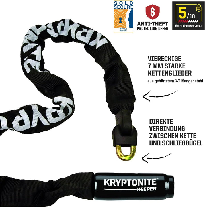 Kettenschloss KRYPTONITE KEEPER 785 (7 mm x 85 cm) Schwarz One Size, Schwarz One Size