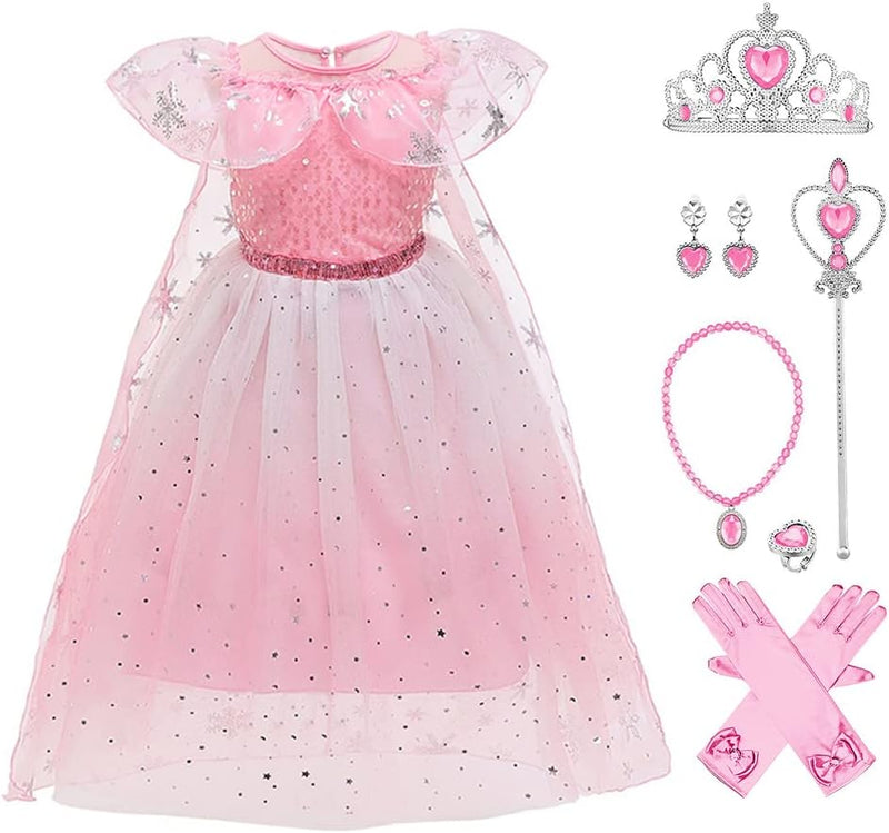 FYMNSI Mädchen Prinzessin Kostüm Kleid Umhang mit Zubehör Weihnachten Halloween Fasching Karneval Ve