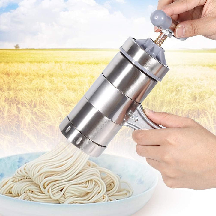 1Pc Pasta Maker Edelstahl Noddle Juicer Druckmaschine Machbar Handbetätigt Mit 5 Formköpfen