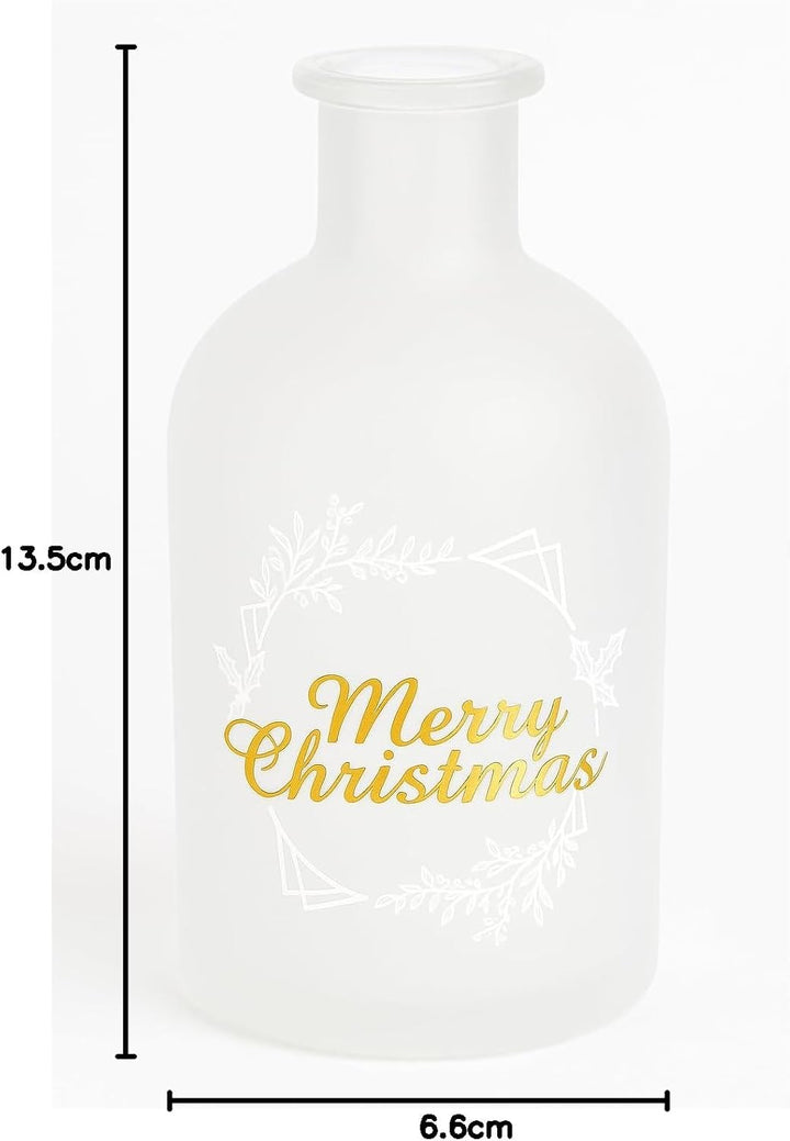 gouveo 6er Set Glasflaschen 250 ml (0,25 l) Weihnachtsflasche 250 ml Korkverschluss mit Holzgriff, s