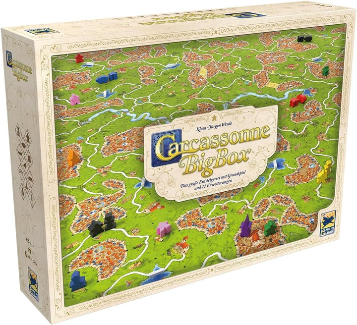 Hans im Glück, Carcassonne BigBox (Auflage 2025), Familienspiel, 2-6 Spieler, 7+ Jahre, 35 Minuten,