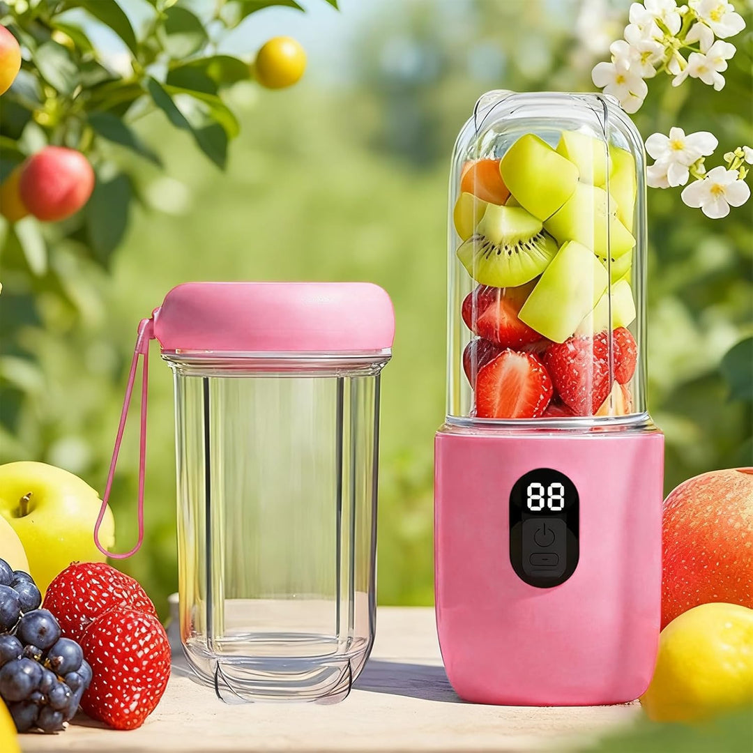 Tragbarer Mixer Smoothie Maker to Go, 500ML Portabler Elektrischer Saftpresse mit Digitalanzeige, 16