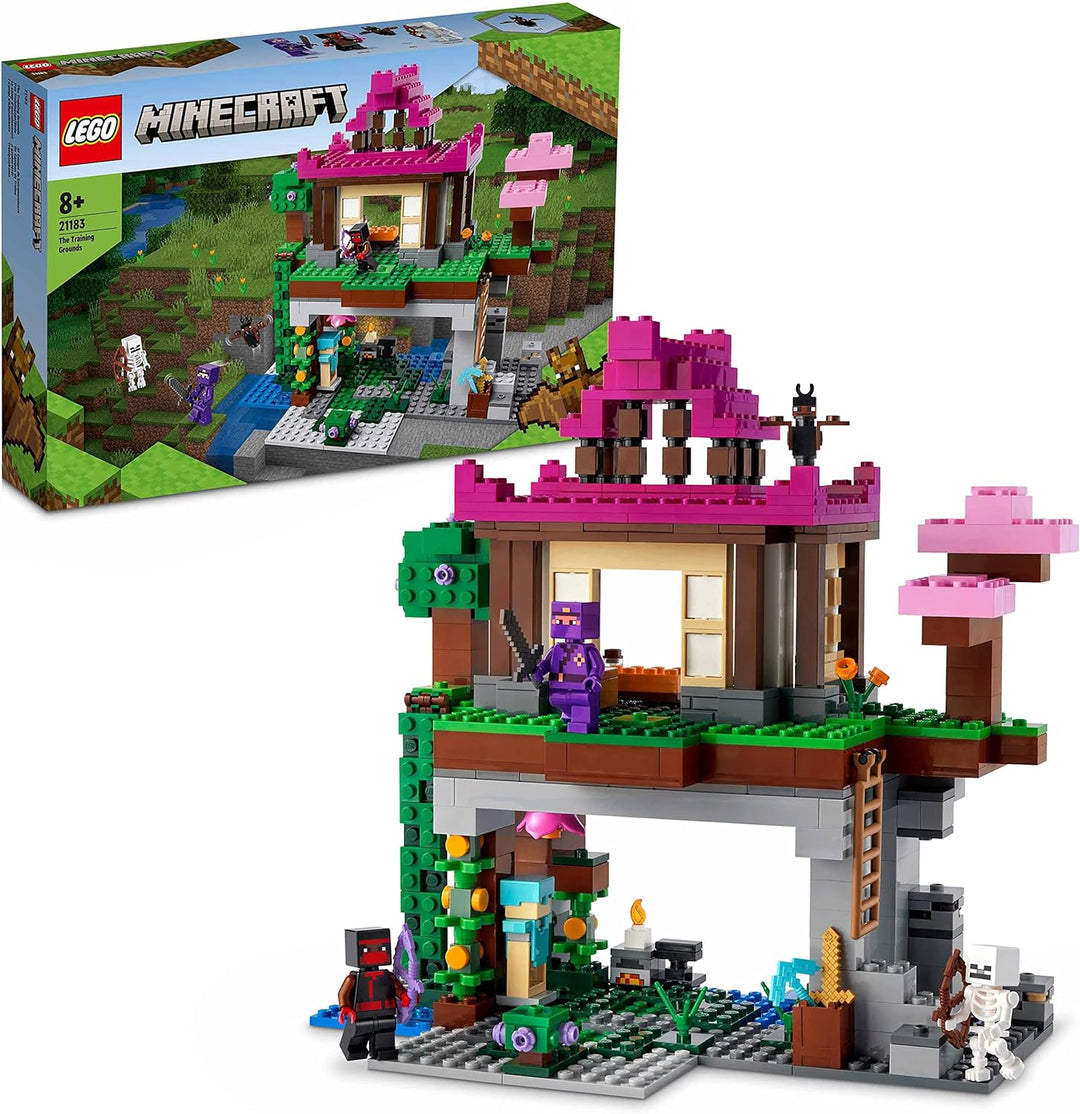 LEGO 21183 Minecraft Das Trainingsgelände, Haus und Höhle, Kinderspielzeug für Jungen und Mädchen ab