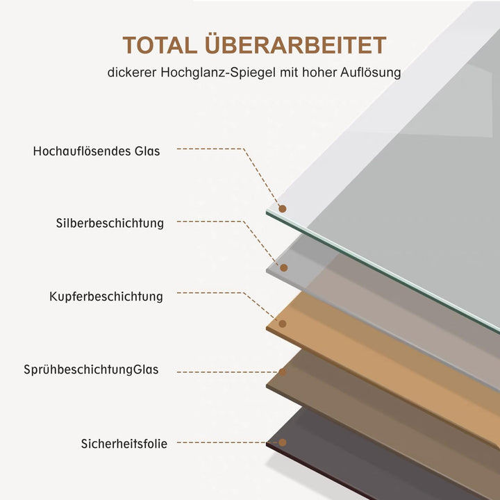 Badspiegel mit Beleuchtung 80 × 60cm, Badezimmerspiegel Beleuchtet Beschlagfrei LED Bad Spiegel mit