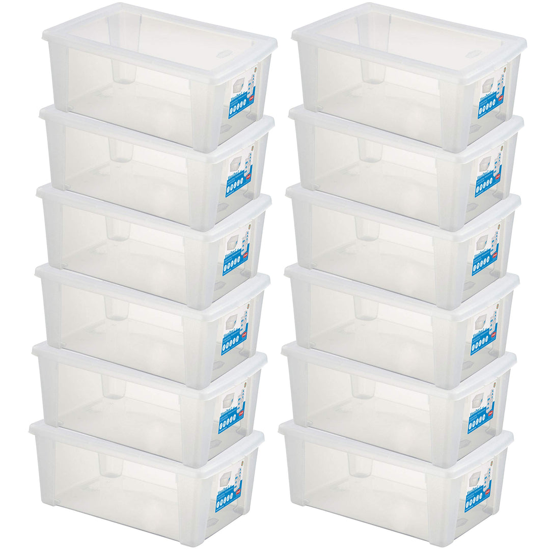 12 x Aufbewahrungsbox mit Deckel 10 Liter 36x25x14 cm - transparent stapelbar LEBENSMITTELECHT - Sch