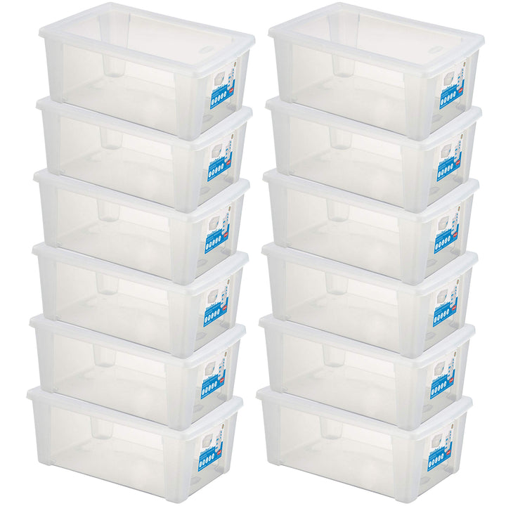 12 x Aufbewahrungsbox mit Deckel 10 Liter 36x25x14 cm - transparent stapelbar LEBENSMITTELECHT - Sch
