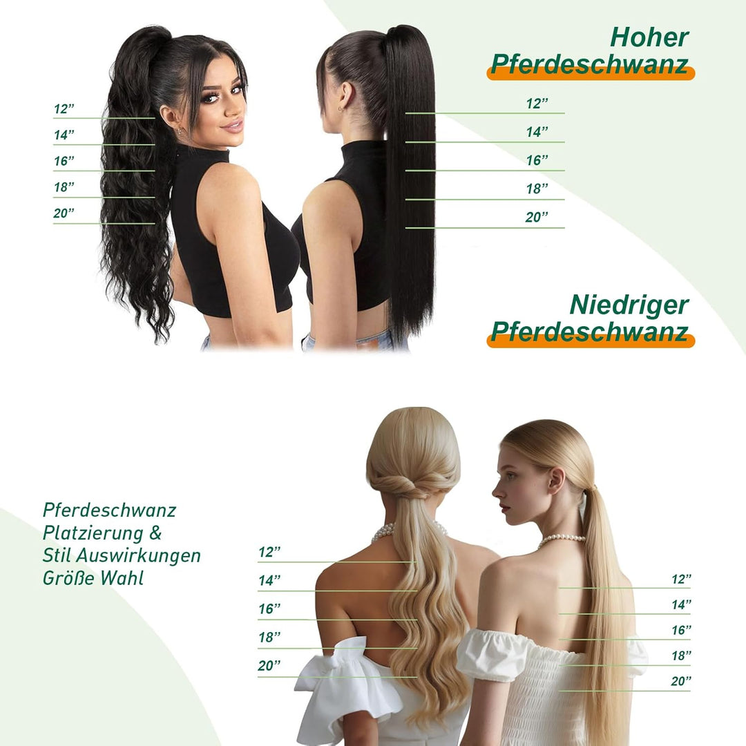 Easyouth Zopf Extensions Echthaar Clip in Zopf Extensions Ponytail 16 Zoll Farbe Ash Brown Highlight