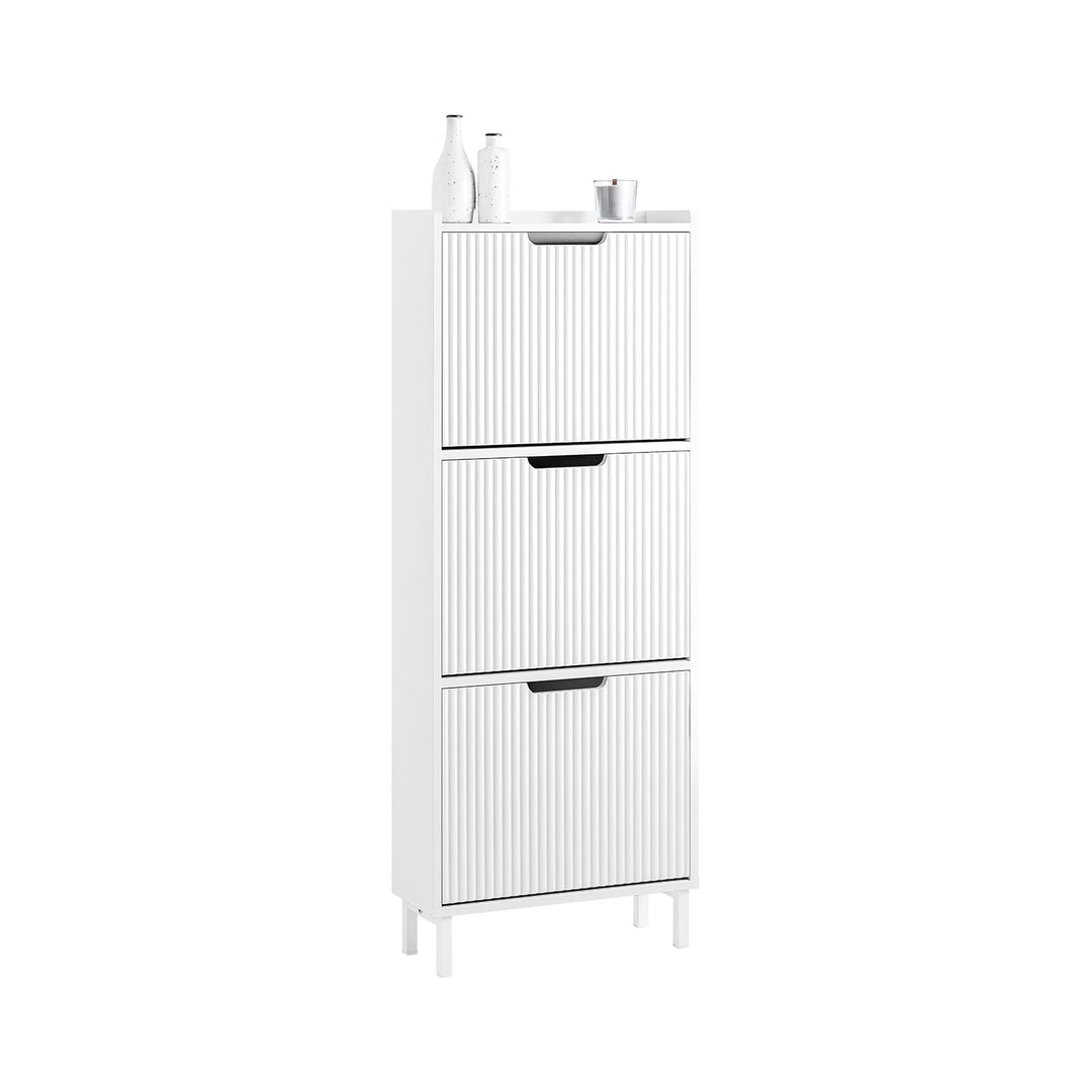 SoBuy Schuhschrank Schmal - Schuhkipper Schmal mit 3 Türen - Ideal für Enge Flure, Eingangsbereich o