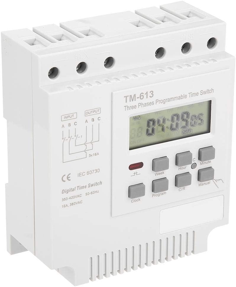 Keenso Hutschiene Zeitschaltuhr, TM-163 Dreiphasen Relais mit 380 V-Smart-Digital-Zeitschaltuhr Prog