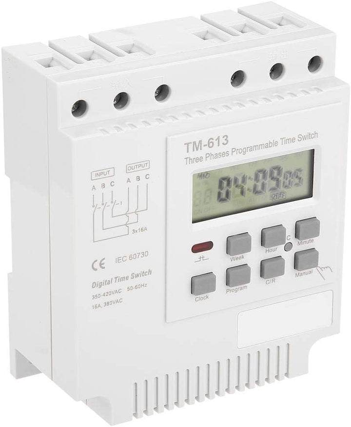 Keenso Hutschiene Zeitschaltuhr, TM-163 Dreiphasen Relais mit 380 V-Smart-Digital-Zeitschaltuhr Prog