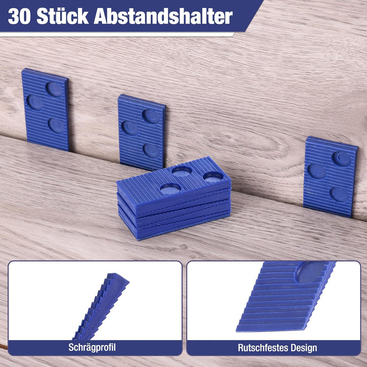WORKPRO Laminat Verlegeset, Werkzeug zum Verlegen von Laminat mit 30 Abstandshalter, doppelseitigem