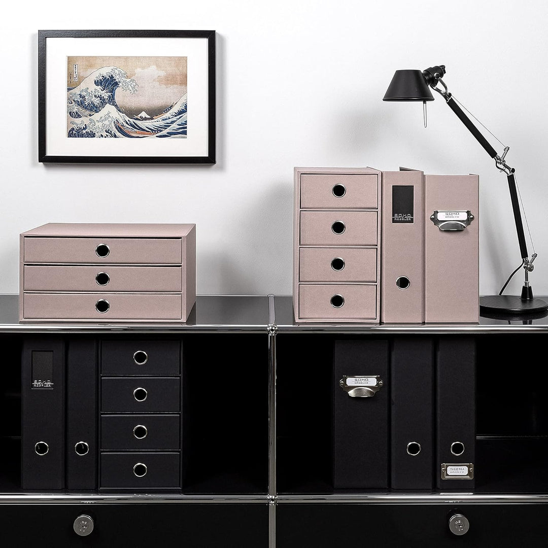 Rössler SOHO 3er Schubladenbox A4 aus Papier | Büro Organizer Schreibtisch| Schubladen Organizer Bür