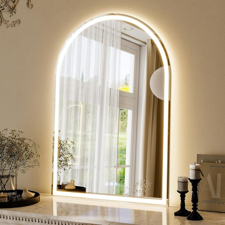 Koonmi LED Badspiegel 90 x 60 cm, dimmbar, Antibeschlag 90L x 60B cm, 90L x 60B cm