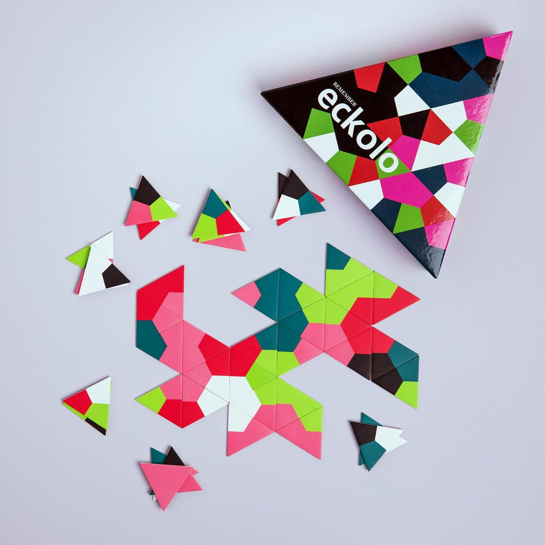 Remember Eckolo – buntes Anlegespiel mit dreieckigen Karten für Erwachsene und Kinder ab 6 Jahren, G