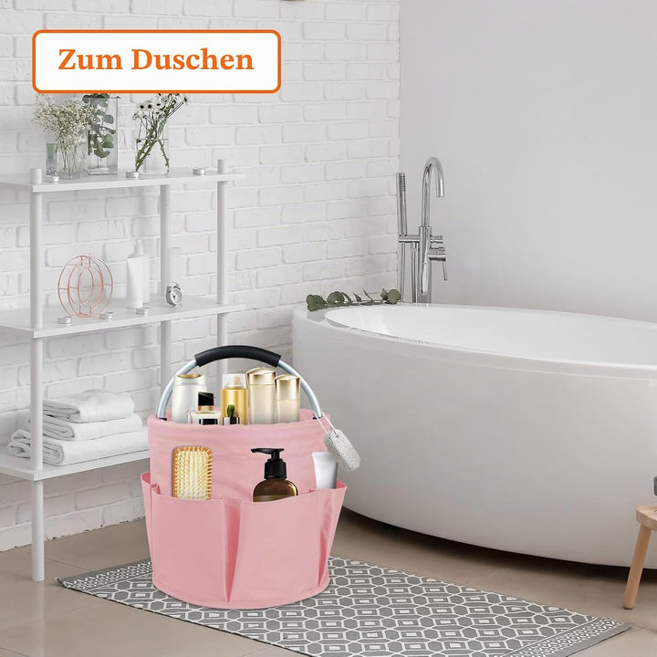 17L Einkaufskorb mit Henkel, Faltbarer Putzmittel Organizer mit 6 Taschen, Tragbarer Picknickkorb au
