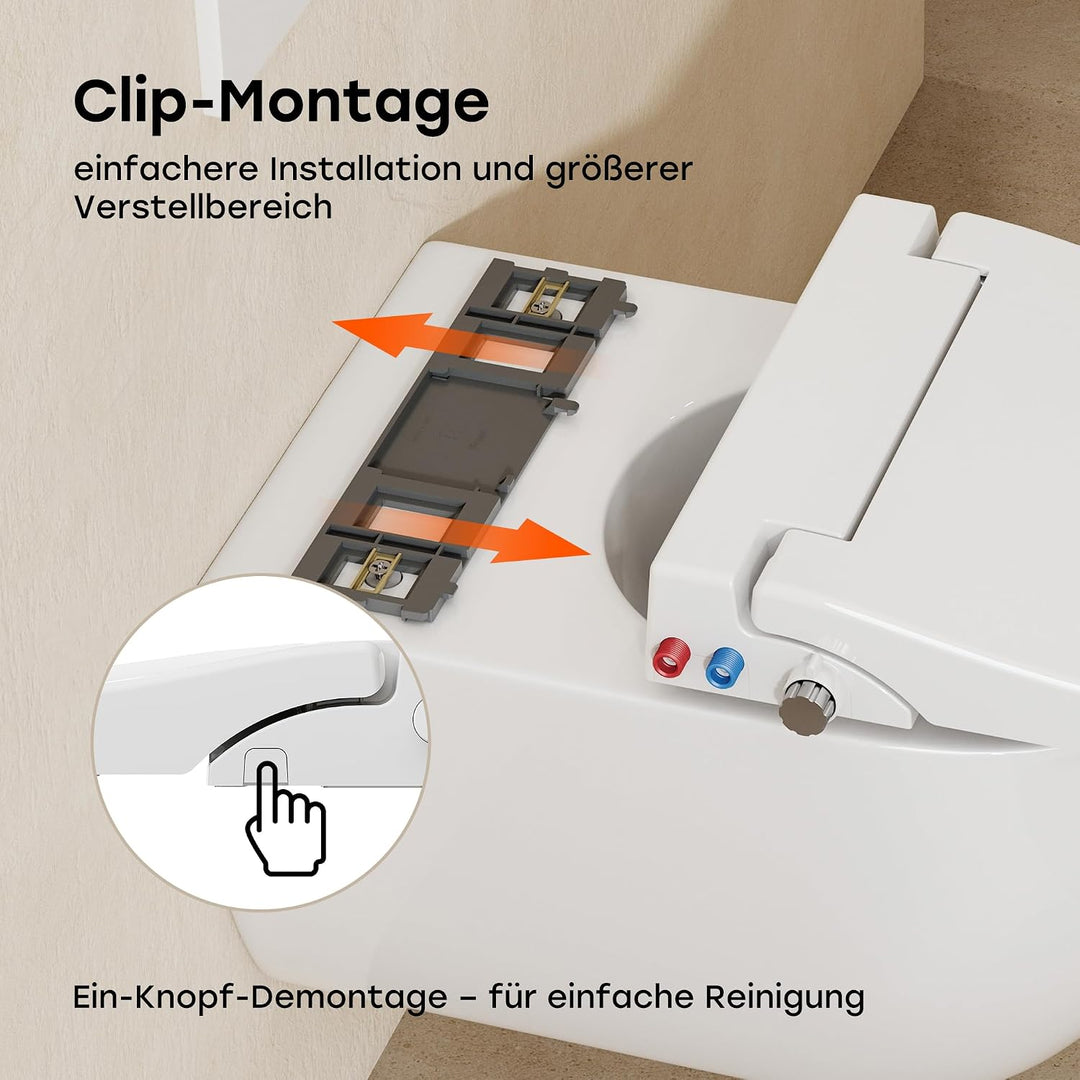 HOROW Dusch WC Sitz Ohne Strom Kaltes und Warm Wasser U-förmig | Wassertemperatur und Druck einstell