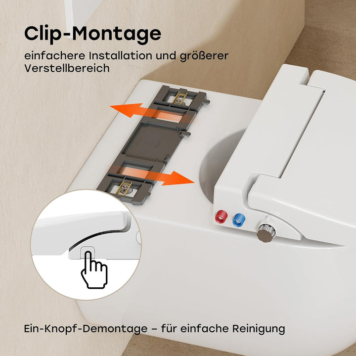 HOROW Dusch WC Sitz Ohne Strom Kaltes und Warm Wasser U-förmig | Wassertemperatur und Druck einstell