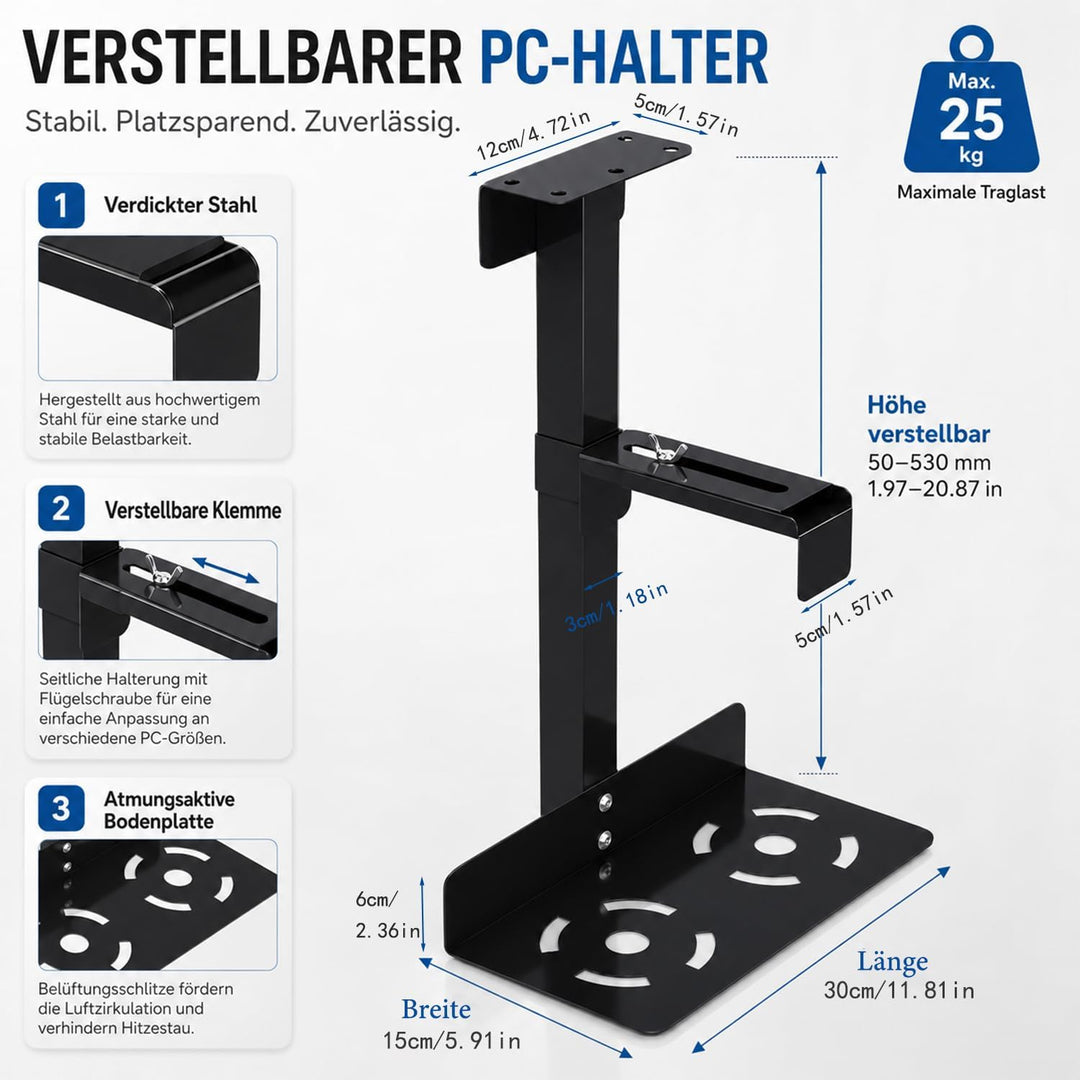 PC Halterung Unter Schreibtisch, Carbonstahl Computer Aufhängung Halter, PC Halterung für Untertisch