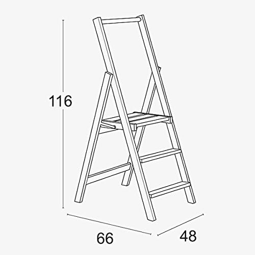 Arredamenti Italia 3-Stufen Leiter Kimora, Holz - zusammenklappbar - 3 Stufen -Farbe: Kirsche Holz A