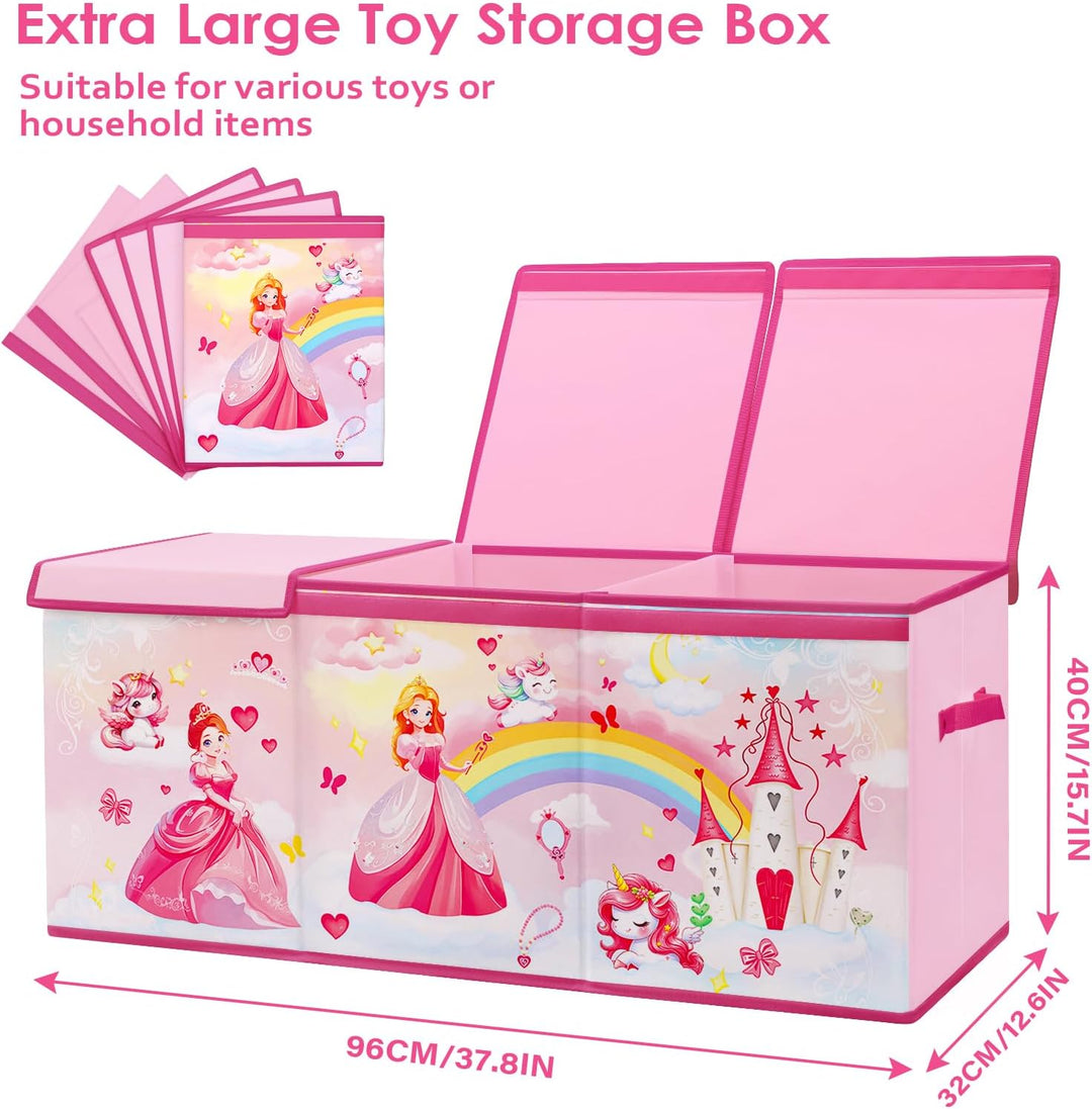 Extra Gross Aufbewahrungsbox mit Deckel Kinder, Zusammenklappbare Oxford-Spielzeugkiste mit Griff fü